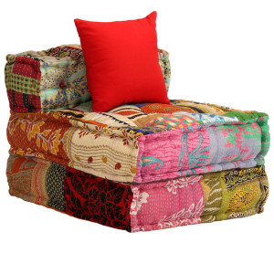 Canapea Puf Modulară Cu 3 Locuri, Petice, Material Textil