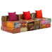 Canapea Puf Modulară Cu 3 Locuri, Petice, Material Textil