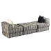 Canapea Puf Modulară Cu 3 Locuri, Gri Cu Dungi, Material Textil