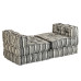 Canapea Puf Modulară Cu 3 Locuri, Gri Cu Dungi, Material Textil