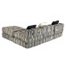 Canapea Puf Modulară Cu 3 Locuri, Gri Cu Dungi, Material Textil