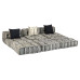 Canapea Puf Modulară Cu 3 Locuri, Gri Cu Dungi, Material Textil