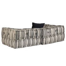 Canapea Puf Modulară Cu 2 Locuri, Gri Cu Dungi, Material Textil