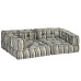 Canapea Puf Modulară Cu 2 Locuri, Gri Cu Dungi, Material Textil