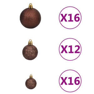 Set Globuri De Crăciun 100 Buc. 3/4/6 Cm, Maro/Bronz/Auriu