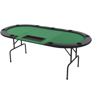 Masă De Poker Pliabilă În 3, Pentru 9 Jucători, Oval, Verde