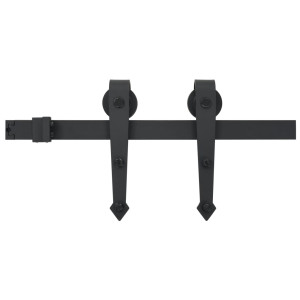 Set Piese Pentru Ușă Glisantă, Negru, 183 Cm, Oțel