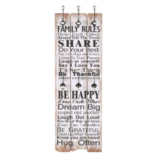 Cuier De Perete Cu 6 Cârlige, 120 X 40 Cm, Family Rules