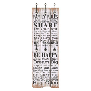 Cuier De Perete Cu 6 Cârlige, 120 X 40 Cm, Family Rules