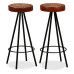 Mobilier Bar 3 Piese Lemn Masiv Reciclat, Piele Naturală, Pânză
