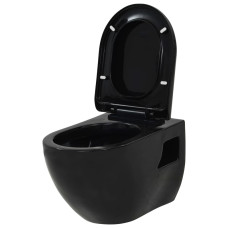 Vas De Toaletă Cu Montare Pe Perete, Ceramică, Negru