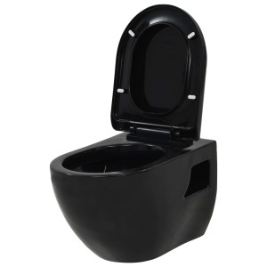 Vas De Toaletă Cu Montare Pe Perete, Ceramică, Negru