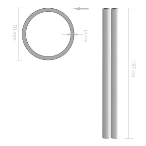 Tuburi Din Oțel Inoxidabil 2 Buc. Ø70X1,8Mm Rotund V2A 2M