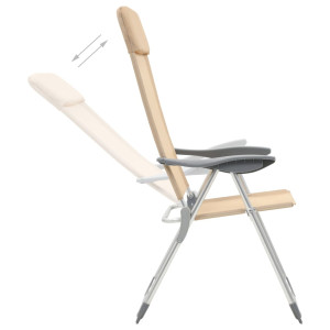 Scaune De Camping Pliante, 2 Buc., Crem, Aluminiu