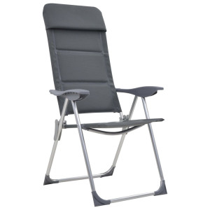 Scaun De Camping, 2 Buc, Gri, 58 X 69 X 111 Cm, Aluminiu