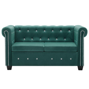 Canapea Chesterfield 2 Locuri, Catifea, 146X75X72 Cm, Verde