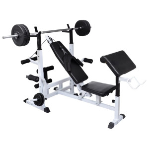 Bancă De Greutăți Cu Raft Și Set De Haltere Și Gantere, 120 Kg