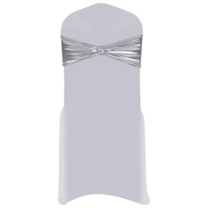 Fundă De Scaun Elastică, 25 Buc, Cataramă Cu Diamante, Argintiu