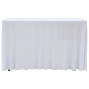 Huse Elastice De Masă Lungi, 2 Buc., Alb, 120 X 60,5 X 74 Cm