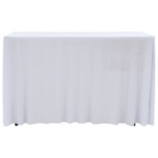Huse Elastice De Masă Cu Fustă, 2 Buc., Alb, 243X76X74 Cm