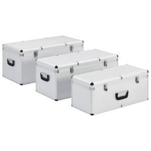 Cutii De Depozitare, 3 Buc., Argintiu, Aluminiu