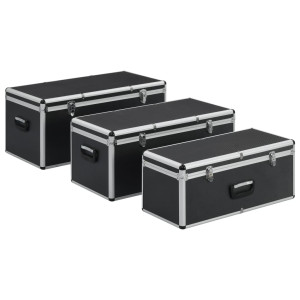 Cutii De Depozitare, 3 Buc., Negru, Aluminiu