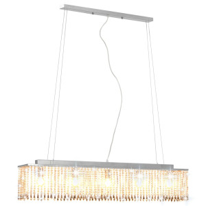 Lustră Cu Mărgele De Cristal, Argintiu, 104 Cm, E14