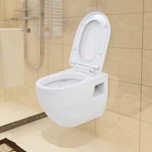 Toaletă Suspendată Cu Rezervor Wc Ascuns, Alb, Ceramică
