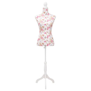Bust Pentru Dame, Manechin, Alb Cu Trandafiri, Bumbac