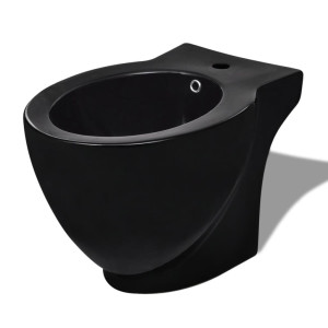 Bideu Rotund Pe Pardoseală, Negru, Ceramică Calitate Superioară