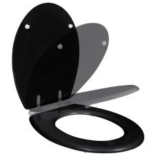 Capac Wc Cu Închidere Silențioasă Negru Mdf Design Simplu