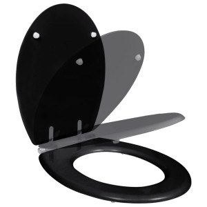 Capac Wc Cu Închidere Silențioasă Negru Mdf Design Simplu