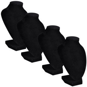 Suport Bijuterii Flanel Pentru Colier, Negru, 9 X 8,5 X 15 Cm, 4 Buc