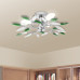 Lustră Cu Frunze Cristal Acrilic, Alb/Verde, Pentru 3 Becuri E14
