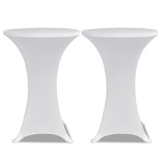 Husă De Masă Cu Picior Ø60 Cm, 2 Buc., Alb, Elastic