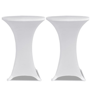 Husă De Masă Cu Picior Ø70 Cm, 2 Buc., Alb, Elastic