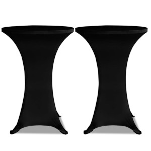 Husă De Masă Cu Picior Ø60 Cm, 2 Buc., Negru, Elastic