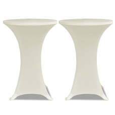 Husă De Masă Cu Picior Ø60 Cm, 2 Buc., Crem, Elastic