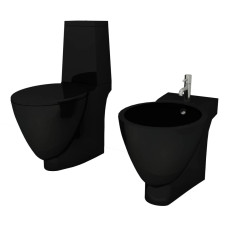 Set Toaletă Și Bideu Ceramică Negru