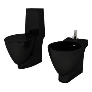 Set Toaletă Și Bideu Ceramică Negru