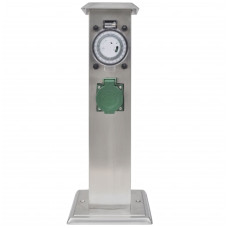 Stâlp Priză Pentru Grădină Oțel Inoxidabil Cu Temporizator