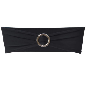 Fundă Elastică Decorativă Scaun, Cataramă Diamante, Negru, 25 Buc.