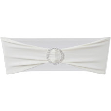 Fundă Elastică Decorativă Scaun, Cataramă Diamante, Crem, 25 Buc.