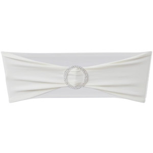 Fundă Elastică Decorativă Scaun, Cataramă Diamante, Crem, 25 Buc.