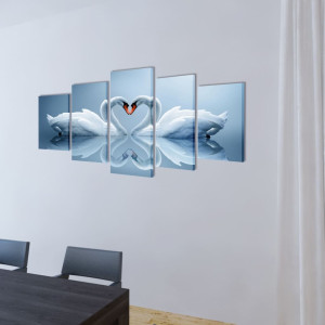 Set Tablouri Din Pânză Cu Imprimeu Lebădă, 200 X 100 Cm
