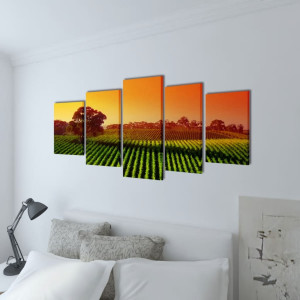 Set Tablouri Pânză Imprimeu Câmp 200 X 100 Cm