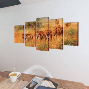Set De Tablouri De Pânză Imprimate Lei 100 X 50 Cm