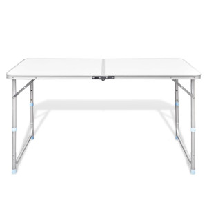 Masă Camping Pliabilă Reglabilă În Înălțime, 120X60 Cm Aluminiu