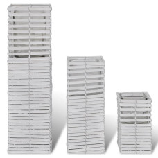 Suport Pentru Lumânări Țesut Manual, Alb, 3 Buc.