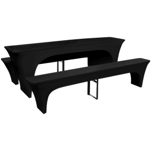 Set Huse Pentru Masa De Bere Și Băncuțe, 220X70X80 Cm, Negru, 3 Buc.
